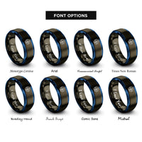 font options for inside engraving on gunmetal & blue ai microchip rings