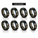 font options for inside engraving on gunmetal & blue ai microchip rings