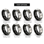font options for inside engraving on black & silver aikido kanji circle rings