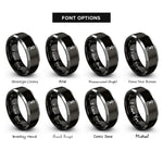 font options for inside engraving on black & silver ailm symbol rings