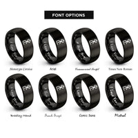 font options for inside engraving on black ailm symbol rings