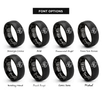 font options for inside engraving on black air ambulance plane rings