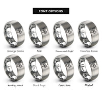 font options for inside engraving on grey air ambulance plane rings