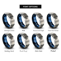 font options for inside engraving on blue & silver air bike rings