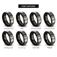 font options for inside engraving on black & silver air compressor rings