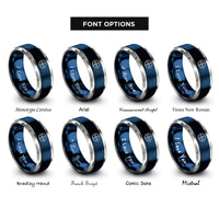 font options for inside engraving on blue & silver air pump rings