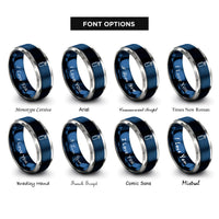 font options for inside engraving on blue & grey air tank rings