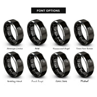 font options for inside engraving on black & gray air traffic controller rings