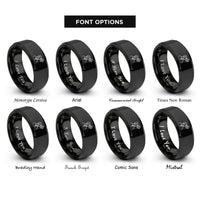 font options for inside engraving on black air traffic controller rings
