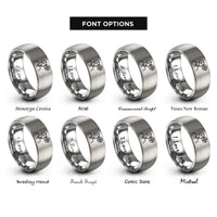 font options for inside engraving on silver air traffic controller rings