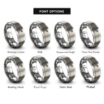 font options for inside engraving on silver air traffic controller rings
