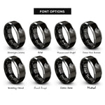 font options for inside engraving on black & grey airborne jump wings rings