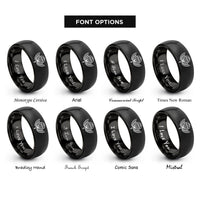 font options for inside engraving on black airborne jump wings rings