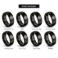 font options for inside engraving on black airborne jump wings rings