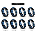 font options for inside engraving on blue & silver airmail chevron border rings