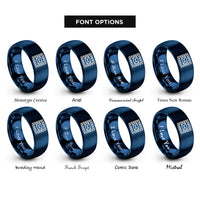 font options for inside engraving on blue airmail chevron border rings