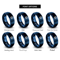 font options for inside engraving on blue airmail chevron border rings