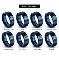 font options for inside engraving on blue airmail chevron border rings