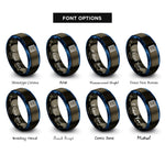 font options for inside engraving on gunmetal & blue airmail chevron border rings