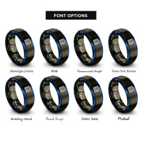 font options for inside engraving on gunmetal & blue airmail chevron border rings