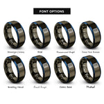 font options for inside engraving on gunmetal & blue airmail chevron border rings