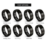font options for inside engraving on black airplane blueprint rings