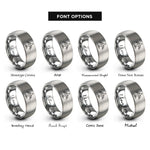 font options for inside engraving on grey airplane blueprint rings