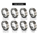 font options for inside engraving on grey airplane blueprint rings