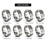 font options for inside engraving on silver airplane dotted path rings