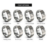 font options for inside engraving on silver airplane dotted path rings