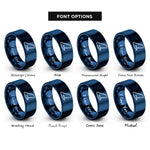 font options for inside engraving on blue airplane tail fin rings