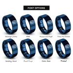 font options for inside engraving on blue airplane window rings