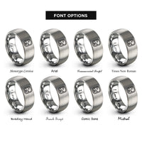 font options for inside engraving on grey airplane window rings