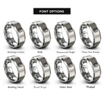 font options for inside engraving on grey airplane window rings