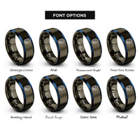 font options for inside engraving on gunmetal & blue airplane window rings
