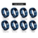 font options for inside engraving on blue airplane window view rings