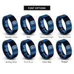 font options for inside engraving on blue airplane window view rings