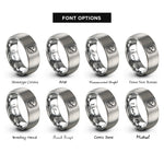 font options for inside engraving on silver airplane window view rings