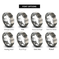 font options for inside engraving on silver airplane window view rings