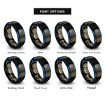 font options for inside engraving on gunmetal & blue airplane window view rings