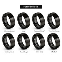 font options for inside engraving on black airport beacon rings