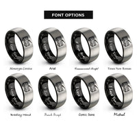 font options for inside engraving on black & silver airport crash tender rings