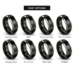 font options for inside engraving on black & silver airport crash tender rings
