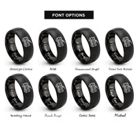 font options for inside engraving on black airport crash tender rings