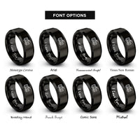 font options for inside engraving on black airport crash tender rings