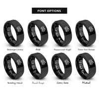 font options for inside engraving on black airport crash tender rings