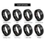 font options for inside engraving on black airport shuttle train rings