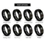 font options for inside engraving on black airport shuttle train rings