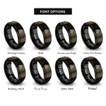 font options for inside engraving on gunmetal & black airport shuttle train rings