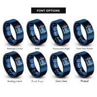 font options for inside engraving on blue akashi kaiky bridge rings